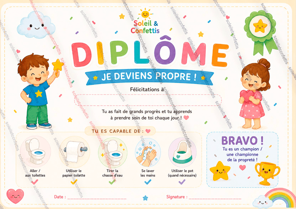 Mon kit apprentissage de la propreté - 18 mois à 4 ans - Soleil&Confettis